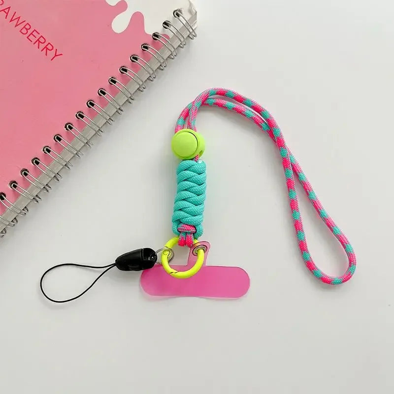 Universal Braided Mobile Phone Lanyard Strap Hanging Chain Ring Cord with Patch Wrist Strap for Cell Phone Case Rope Keychain