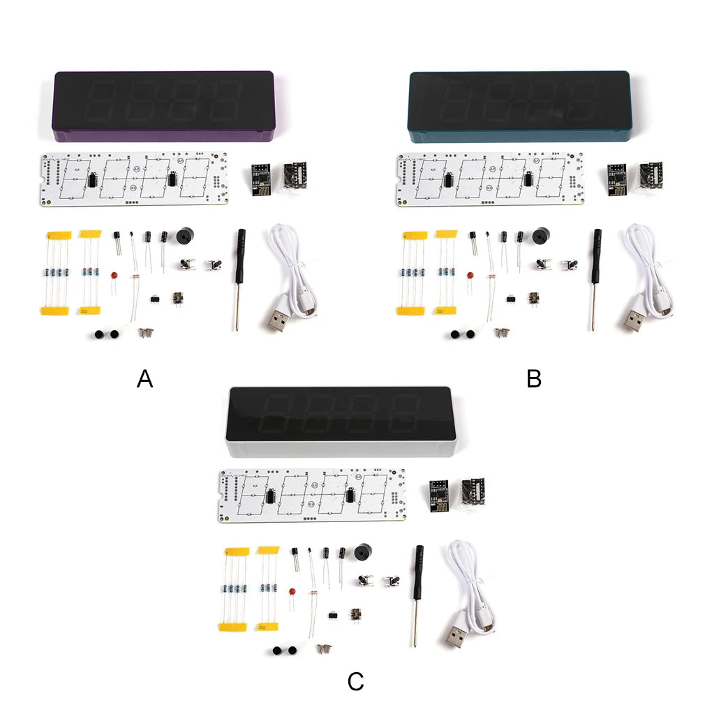 ESP8266 IoT Colorful WiFi Clock Kit Intelligent Electronic Clock DIY Welding Practice Parts Set Automatic Time Synchronization