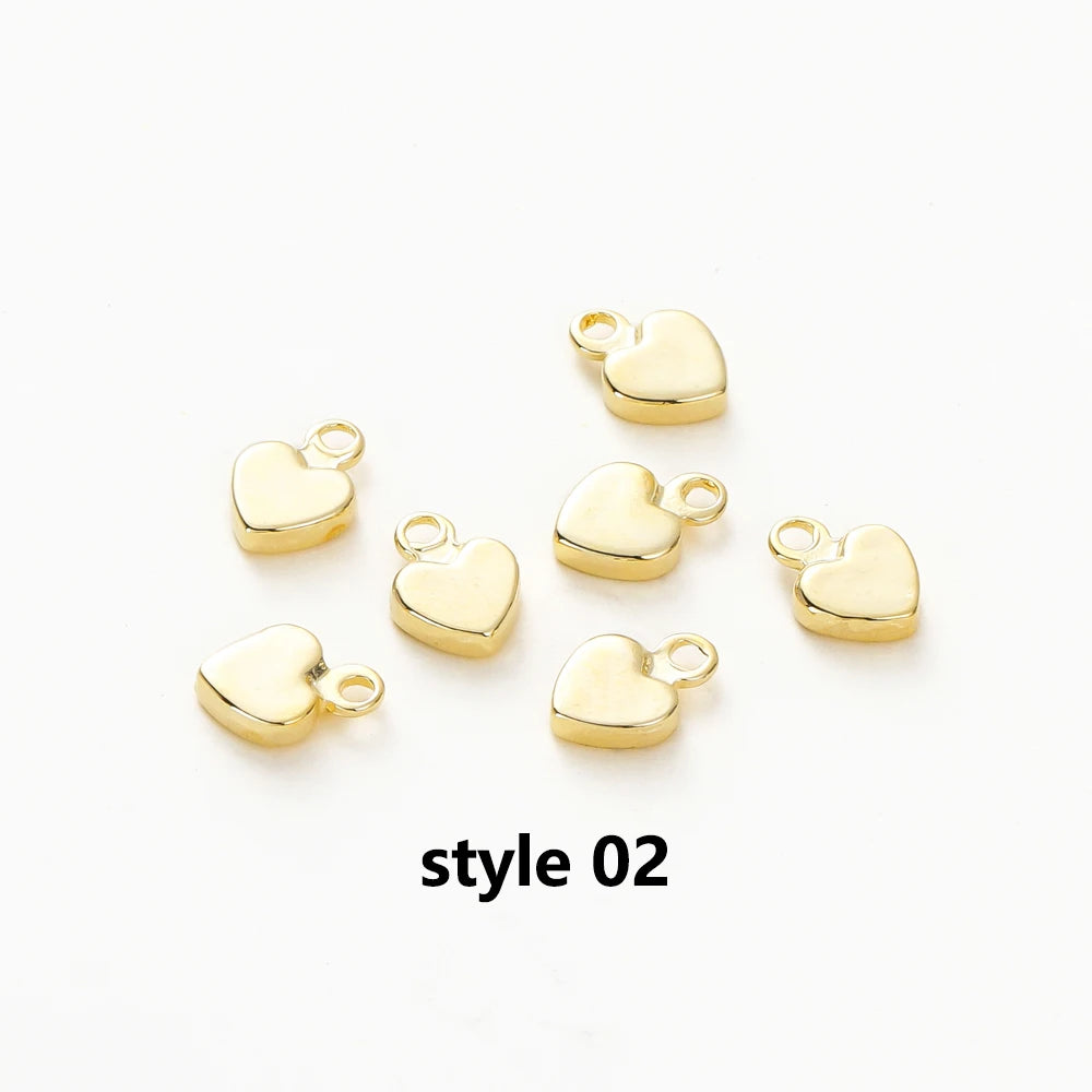 20Pcs 14K/18K Gold Plated Heart Shape Brass Pendants With Hole Extended Chain Charms For DIY Necklace Jewelry Making Accessories