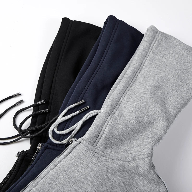 Big Size Mens Clothes Winter Thick Warm Hoodie Men Fleece Brushed Hooded Zip-up Sweatshirt 7XL 8XL Large Size Thermal Hoody Male