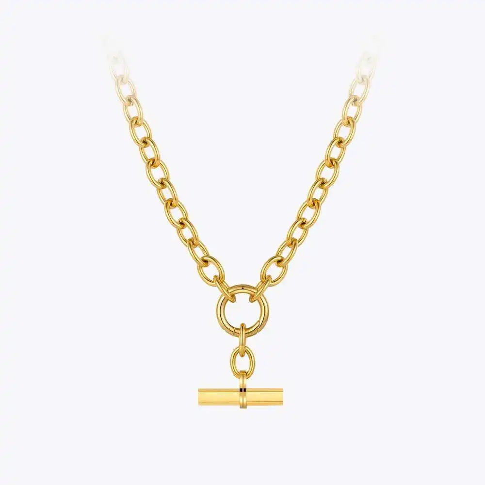 ENFASHION Hanging Bar Pendant Necklace For Women Gold Color Necklaces Fashion Jewelry Stainless Steel Bijoux Femme Party P213232
