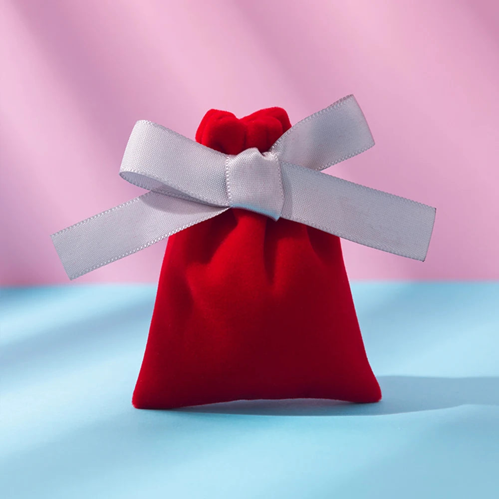 10Pcs Ribbon Velvet Gift Bag Wedding Favors Jewelry Pouches Earrings Ring Stud Nail Headset Phone Case Headset Pocket Organizer