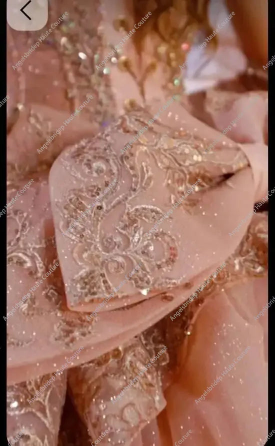 Customized Vestido 15 Quinceañeras Glittering Pink  Princess Quinceanera Dresses With Bow Beaded Crystal Corset Birthday Party