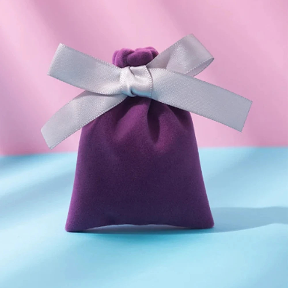 10Pcs Ribbon Velvet Gift Bag Wedding Favors Jewelry Pouches Earrings Ring Stud Nail Headset Phone Case Headset Pocket Organizer