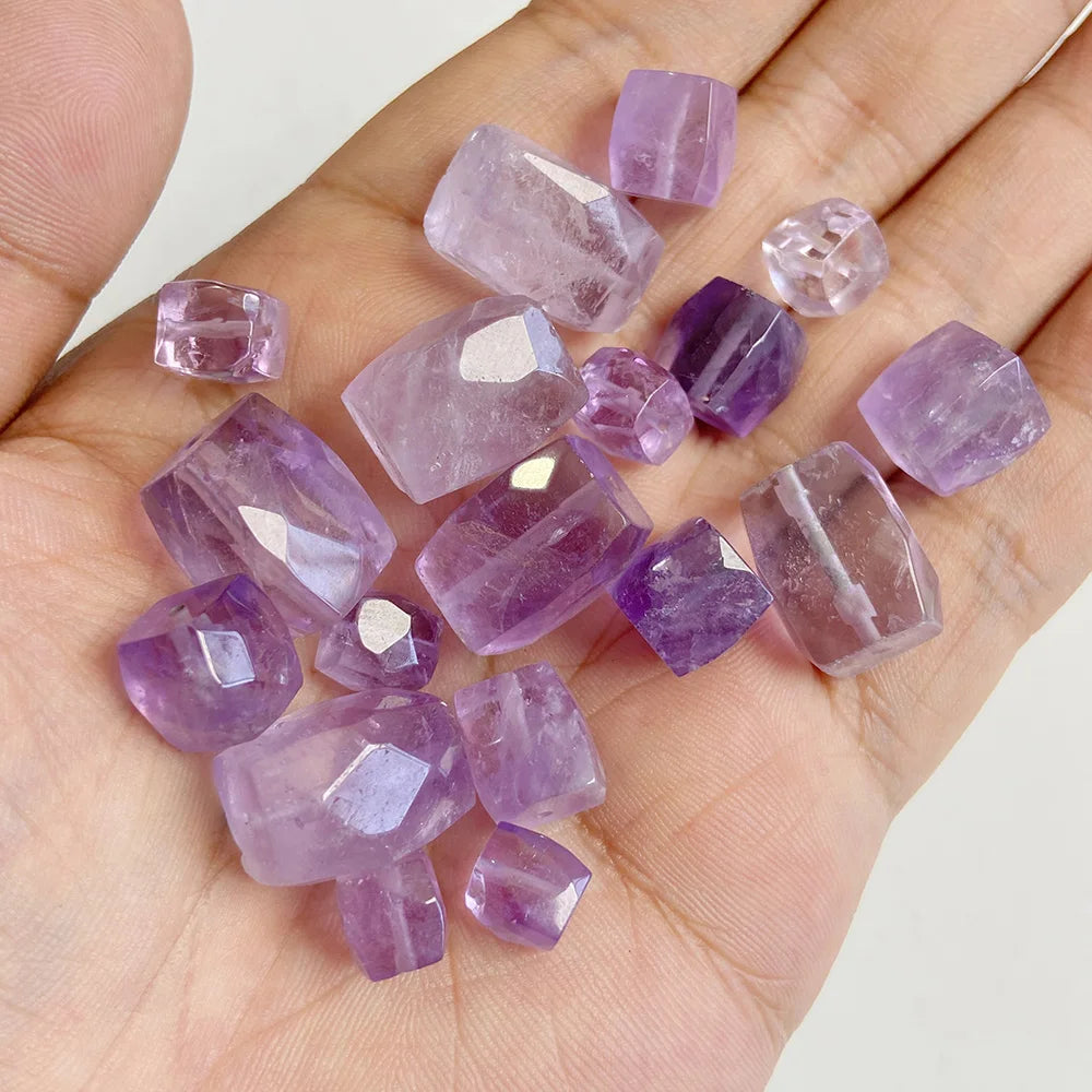 Natural 8 10 12x16 mm Faceted Light Purple Amethysts Gem Stone Beads Loose Tube Crystal Beads Charm For Jewelry Making Bracelet