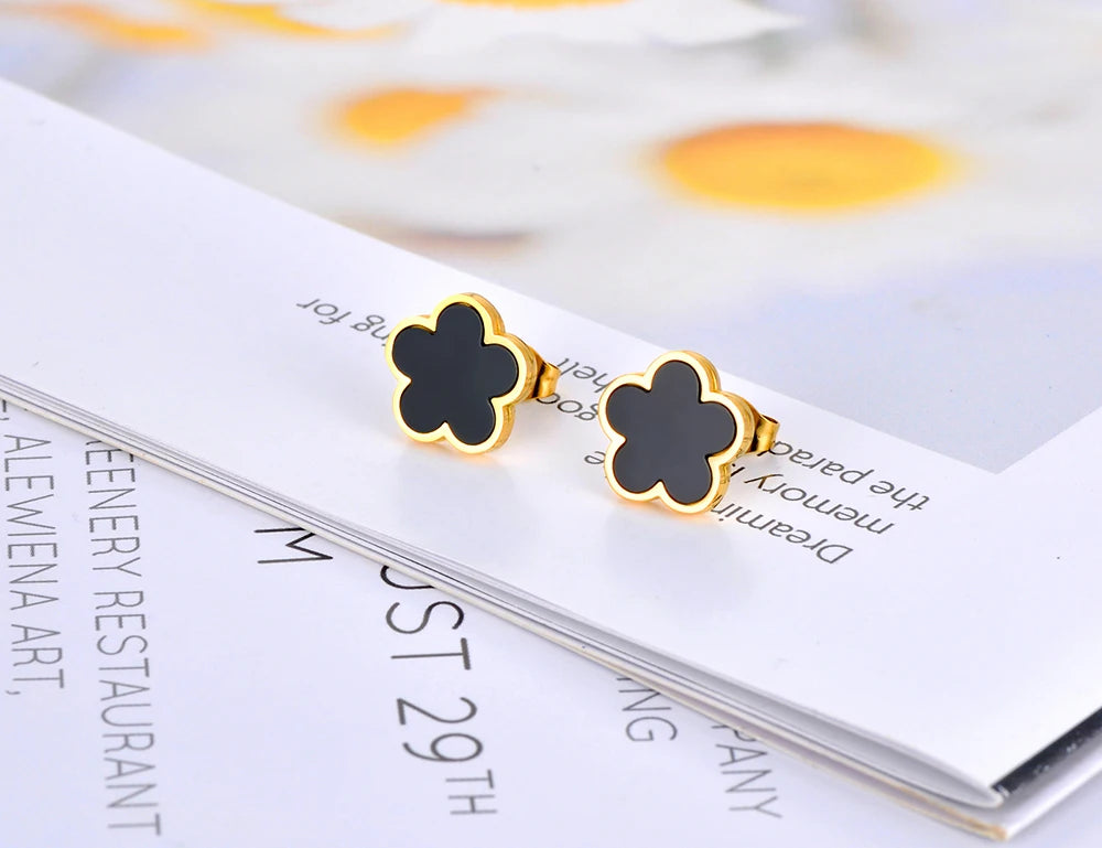 Lokaer Trendy Stainless Steel White Black Green Shell Flower Charm Bracelets For Women Girl Chain & Link Bracelet Jewelry B19056