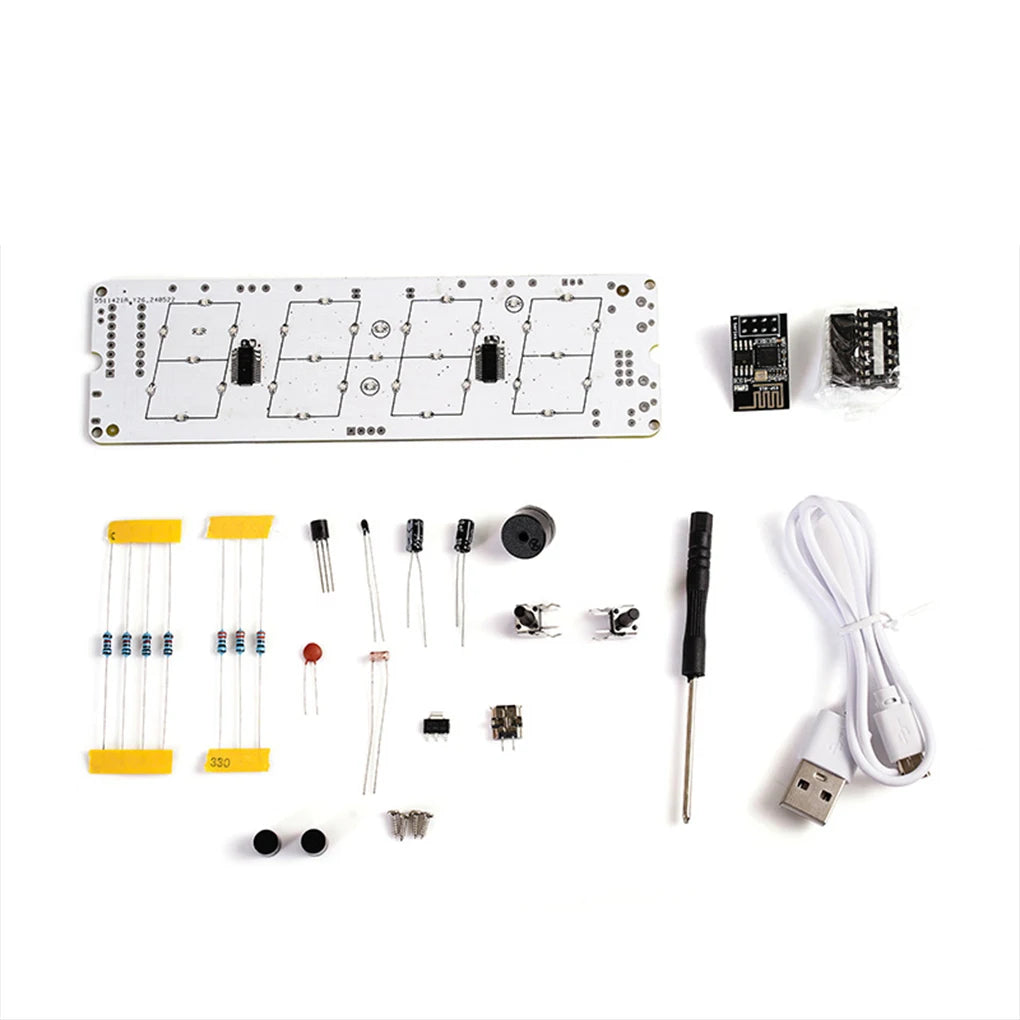 ESP8266 IoT Colorful WiFi Clock Kit Intelligent Electronic Clock DIY Welding Practice Parts Set Automatic Time Synchronization