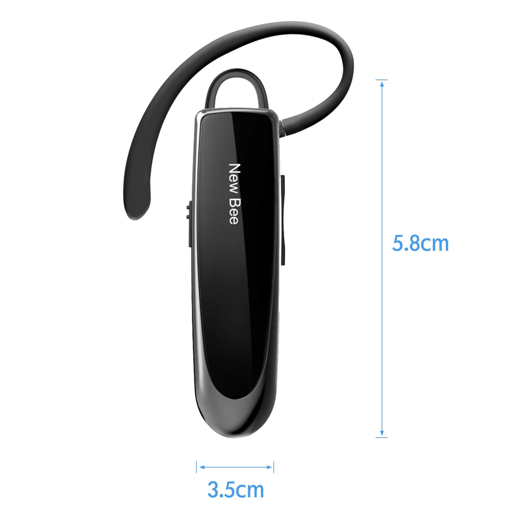 NEWBEE Single Wireless Bluetooth Headset Earphone Noise Cancelling Mic Sports Headphone Hands-Free Earbuds 24 Hrs Driving Office