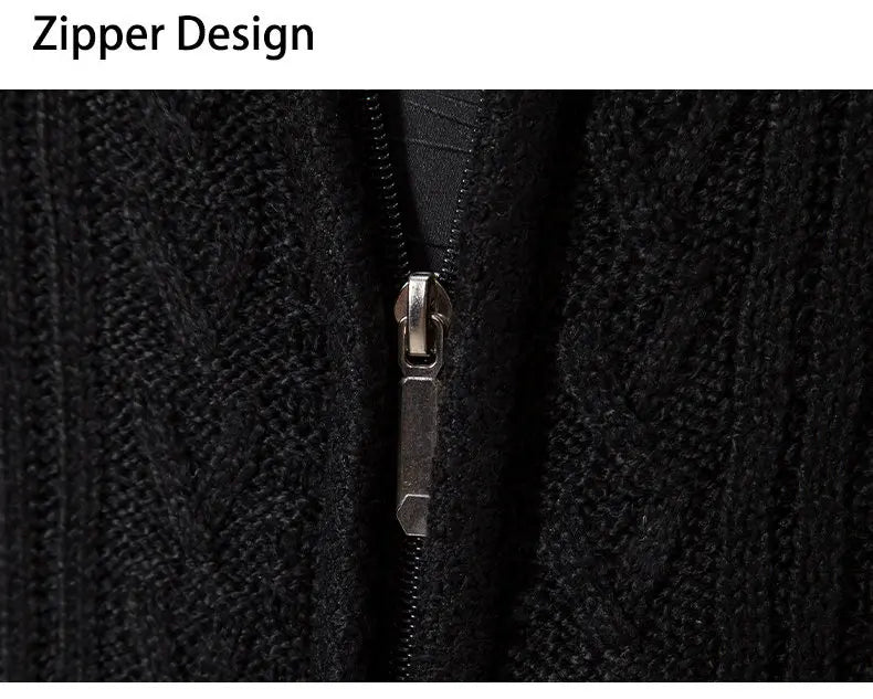 Men Cardigan Sweaters 2024 Autumn Winter New Warm Cashmere Wool Zipper Stand-up Collar Casual Knitwear SweaterCoat Mens Clothes