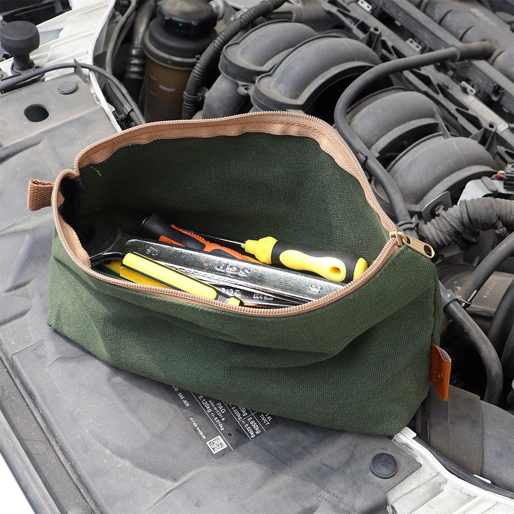 Kosibate Waterproof Waxed Canvas Pouch Gadget Case Storage Organizer Multi-function Electrical Tool Bag