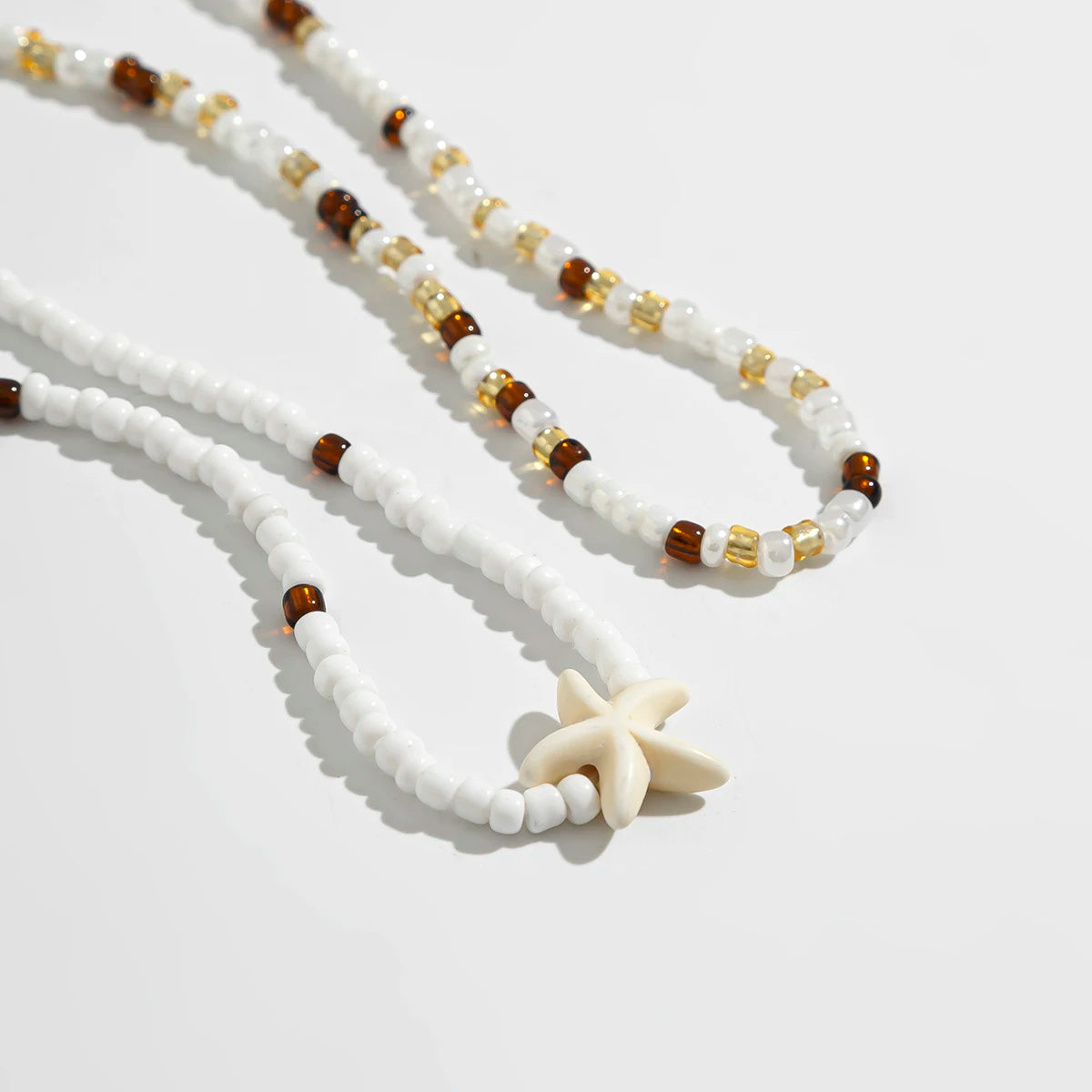 PuRui 2 pcs Sets Beaded Anklets For Women White Acrylic Starfish Ankle Chain Girls Csaual Accessories New In For Beach Party
