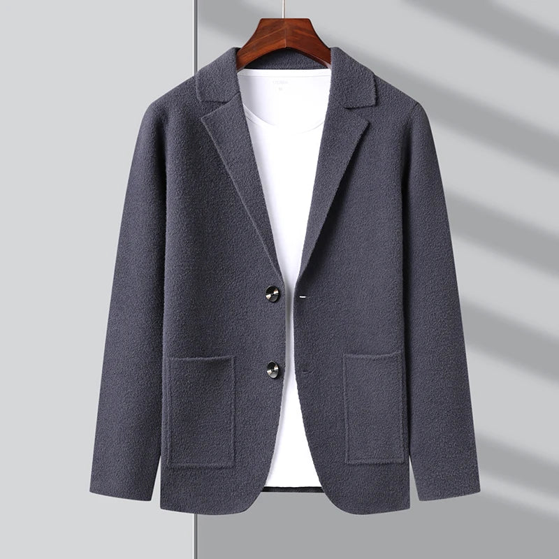 Top Grade New Autum Winter Brand Fashion Knit Blazer Mens Top Cardigan Slim Fit Sweater Casual Coats Jacket Mens Clothes 2025