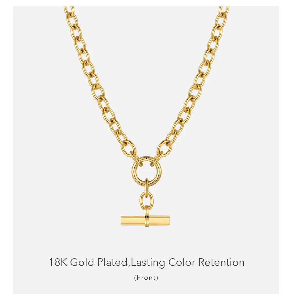 ENFASHION Hanging Bar Pendant Necklace For Women Gold Color Necklaces Fashion Jewelry Stainless Steel Bijoux Femme Party P213232