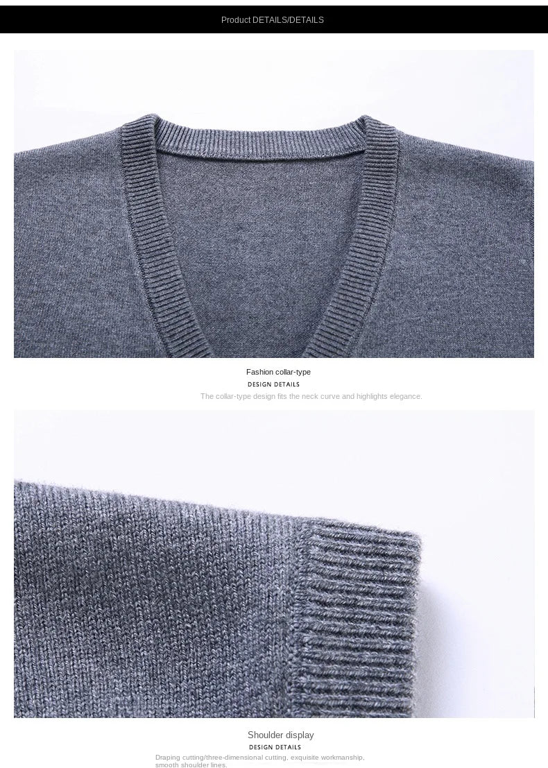 2025 High Quality New Autum Winter Fashion Brand V Neck Knit Korean Vest Christmas Sweater Men Woolen Casual Mens Clothes