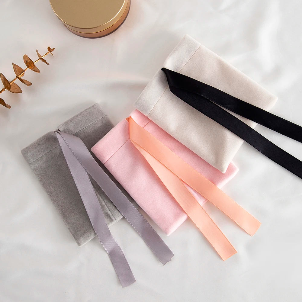 10Pcs Ribbon Velvet Gift Bag Wedding Favors Jewelry Pouches Earrings Ring Stud Nail Headset Phone Case Headset Pocket Organizer