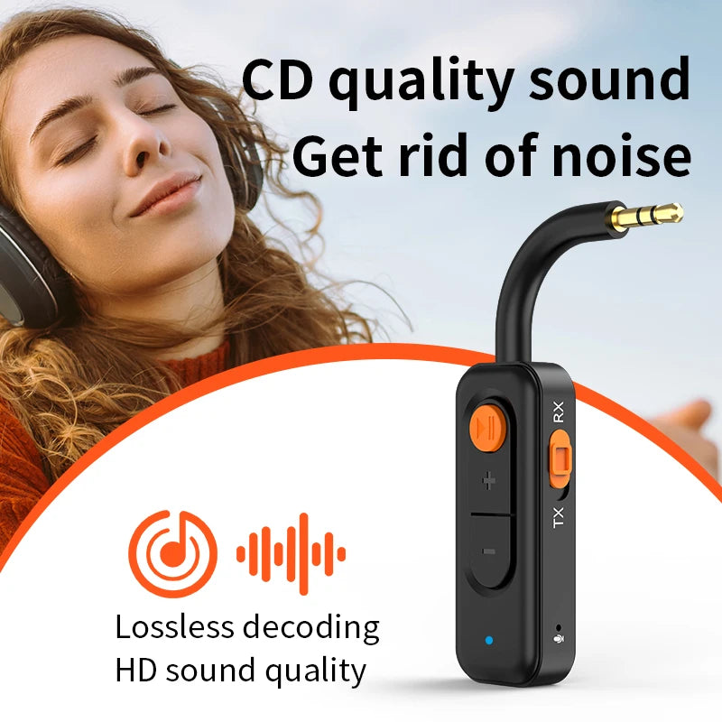 Bluetooth 5.4 Audio Receiver Transmitter 3.5MM AUX HIFI Stereo Music Wireless Adapter With Mic For Car speaker TV PC Headphones