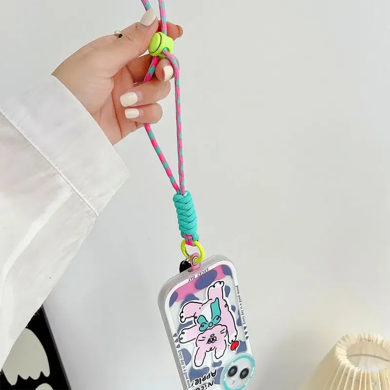 Universal Braided Mobile Phone Lanyard Strap Hanging Chain Ring Cord with Patch Wrist Strap for Cell Phone Case Rope Keychain