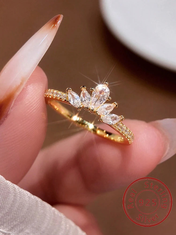 925 Sterling Silver Brilliant Luxury Zircon Exquisite Crown Ring For Women Engagement Wedding Luxury High Quality Fine Jewelry