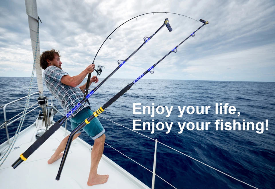 1.8m Sea Fishing Heavy Fishing Rod Goods 3+1 Roller Guid 80LBS 100LBS 130LBS Big Game Boat Trolling Rod Winter Rod Tuna