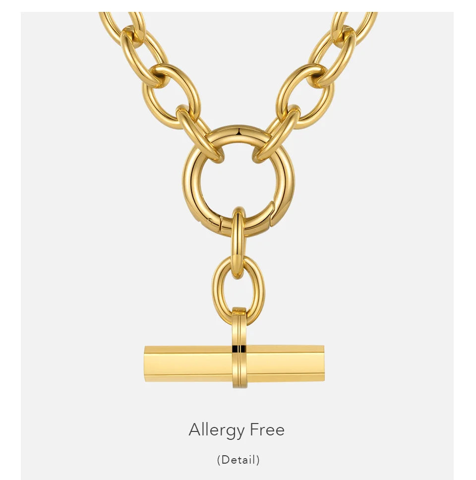 ENFASHION Hanging Bar Pendant Necklace For Women Gold Color Necklaces Fashion Jewelry Stainless Steel Bijoux Femme Party P213232
