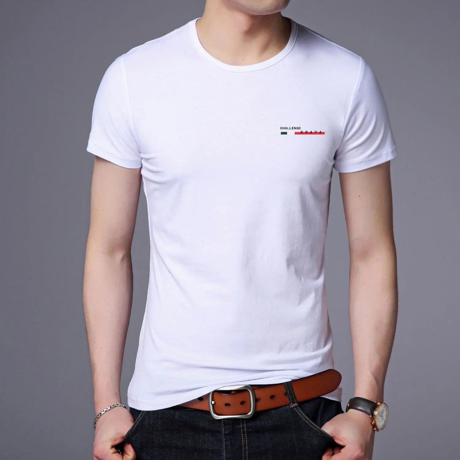 2025 New Summer Brand Tops Round Neck t Shirt For Men 95% Cotton 5% Spandex Plain Bulk Short Sleeve Casual Fashion Mens Clothes