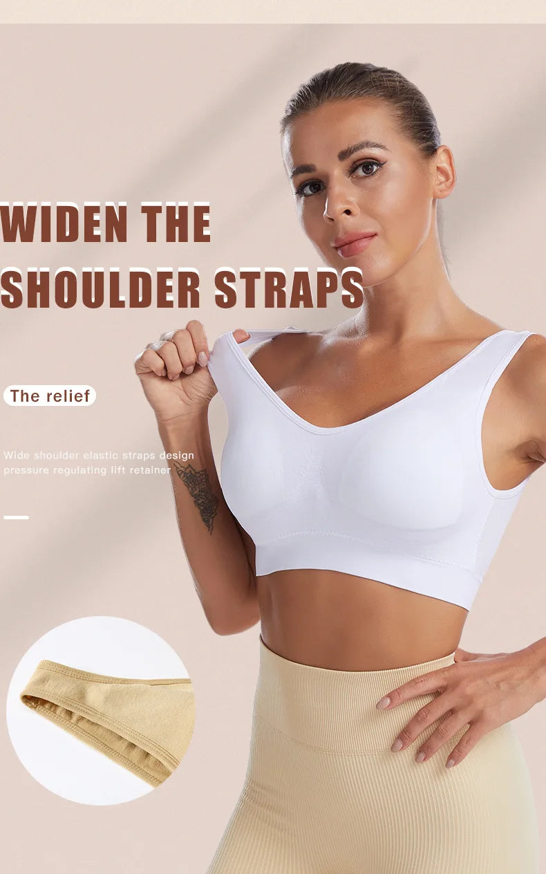 S-7XL Plus Size Thin Non-underwire Bra Zero Bondage Women's UnderwearSports Yoga Wireless Vest Seamless adjustable Brassiere