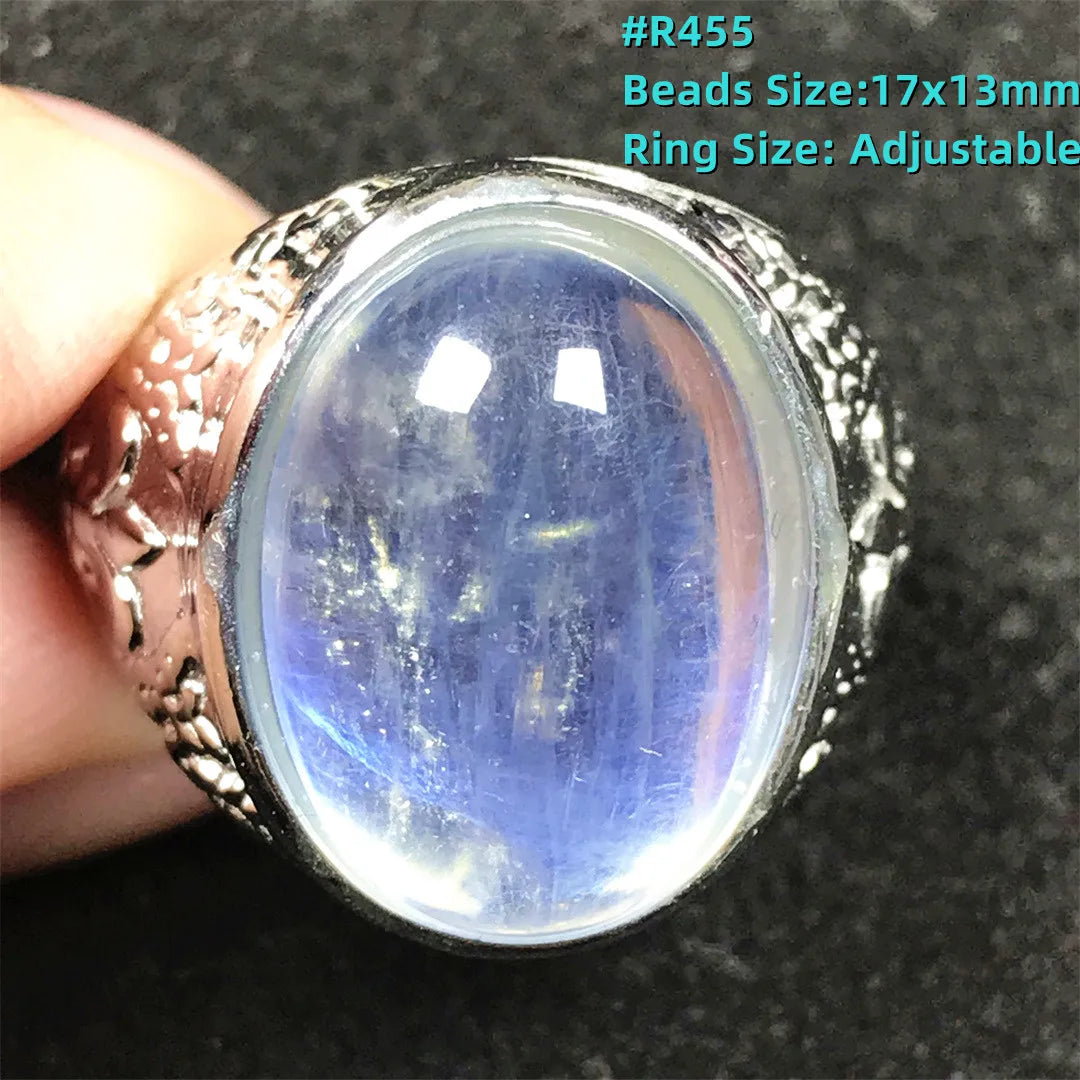 Top Natural Ocean Blue Aquamarine Ring For Male Men Gift Rare Crystal Beads Stone Silver Fashion Adjustable Ring Jewelry AAAAA