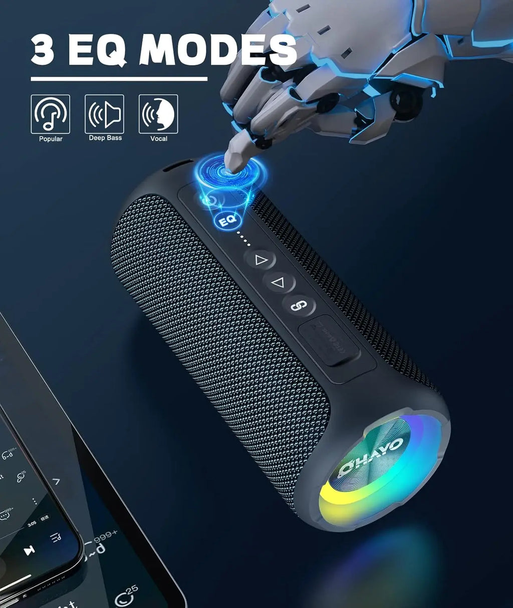 Ohayo Portable Bluetooth Speaker, 40W Loud Stereo Speakers Bluetooth Wireless, IPX7 Waterproof Shower Speakers with Deep Bass