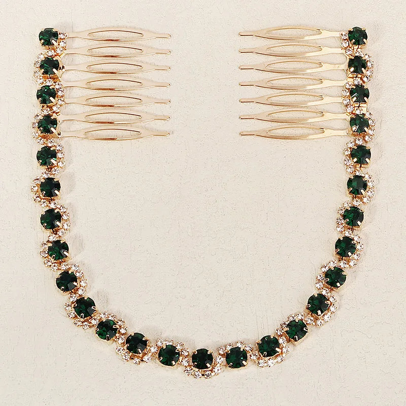 Efily Vitnage Green Crystal Wedding Hair Accessories Bridal Pearl Hair Comb Rhinestone Headpiece Jewelry  Valentine's Day gift