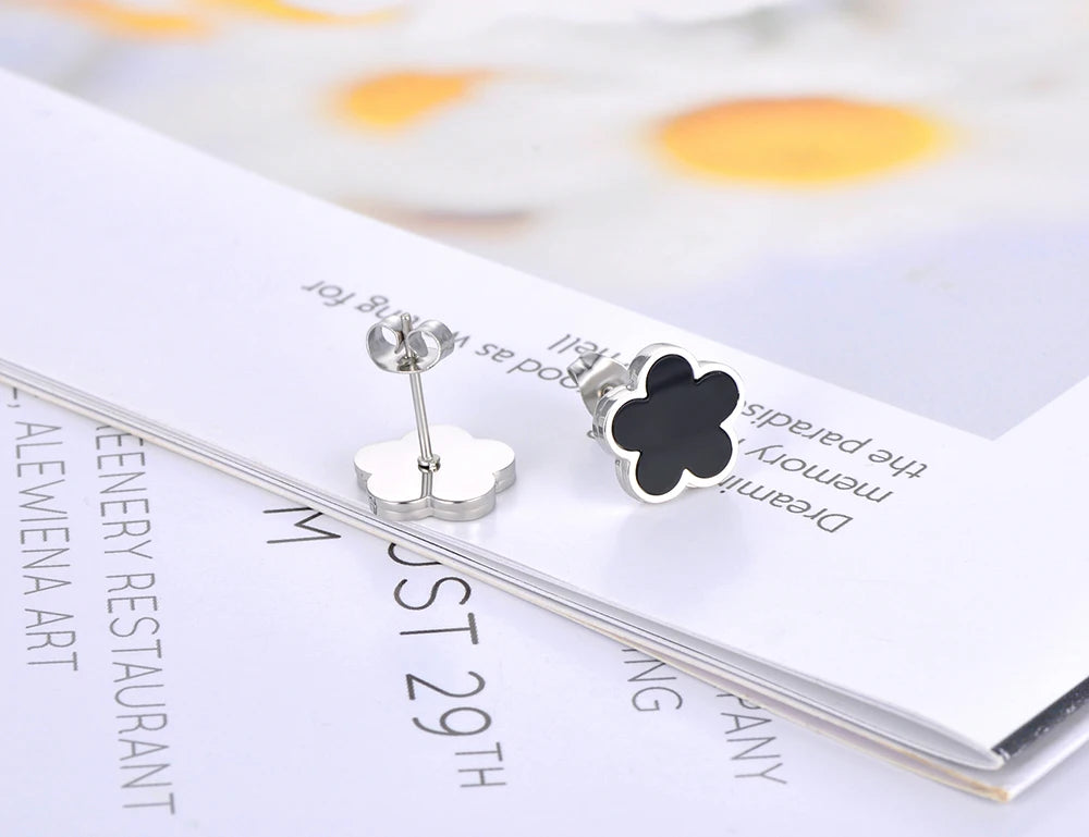 Lokaer Trendy Stainless Steel White Black Green Shell Flower Charm Bracelets For Women Girl Chain & Link Bracelet Jewelry B19056