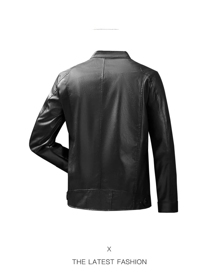 Men's Motorcycle Leather Coat Mens Clothes Slim Fit Casual Leather Jackets Trendy Mens Jackets Fashion Vintage Leather Coats