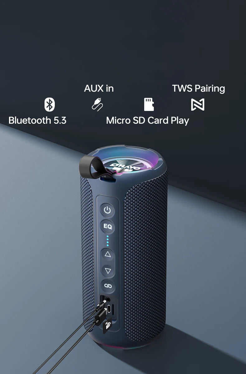 Ohayo Portable Bluetooth Speaker, 40W Loud Stereo Speakers Bluetooth Wireless, IPX7 Waterproof Shower Speakers with Deep Bass
