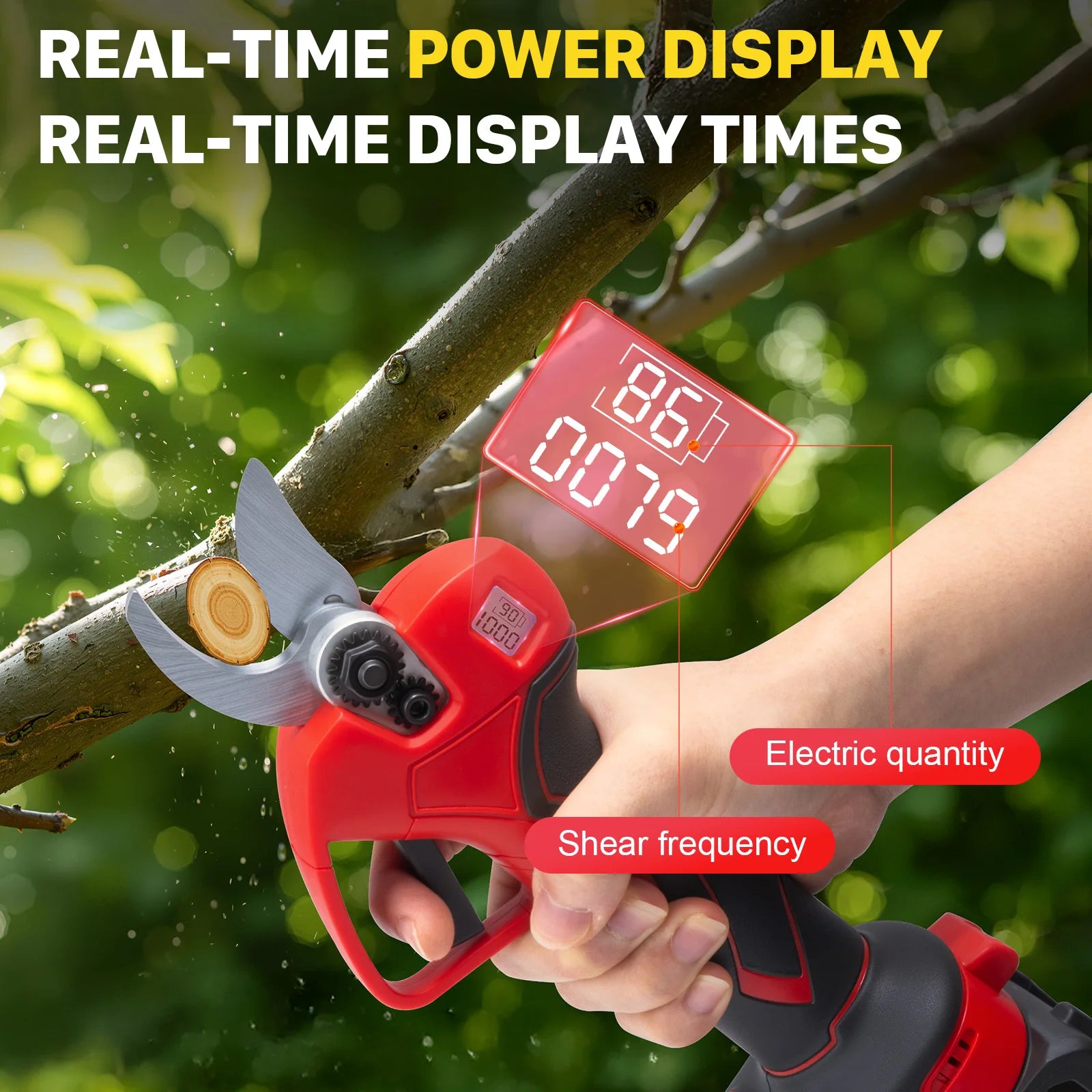 Electric Pruning Shears 46mm Cutting Diameter Cordless Power Pruner for Garden Tree Pruner Branch,Garden Scissors w/ LCD Display