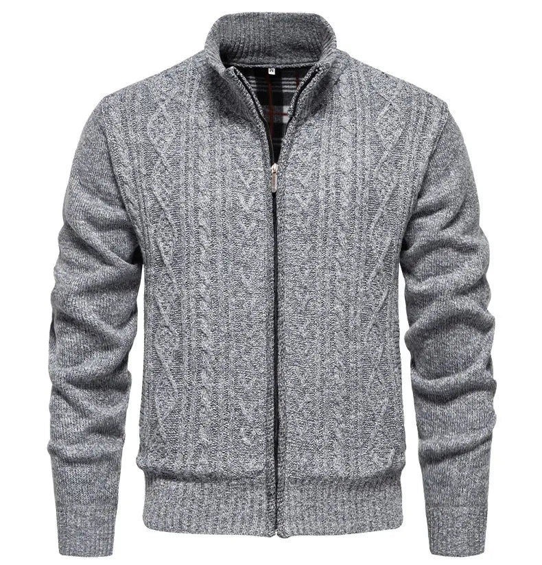 Men Cardigan Sweaters 2024 Autumn Winter New Warm Cashmere Wool Zipper Stand-up Collar Casual Knitwear SweaterCoat Mens Clothes