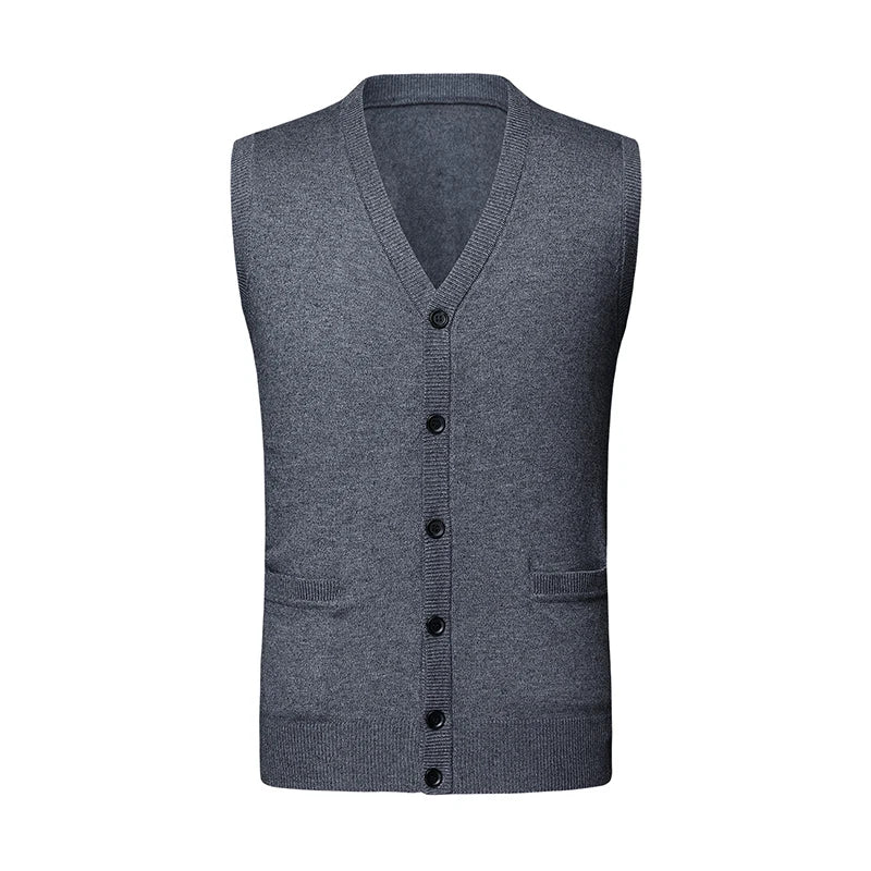 2025 High Quality New Autum Winter Fashion Brand V Neck Knit Korean Vest Christmas Sweater Men Woolen Casual Mens Clothes
