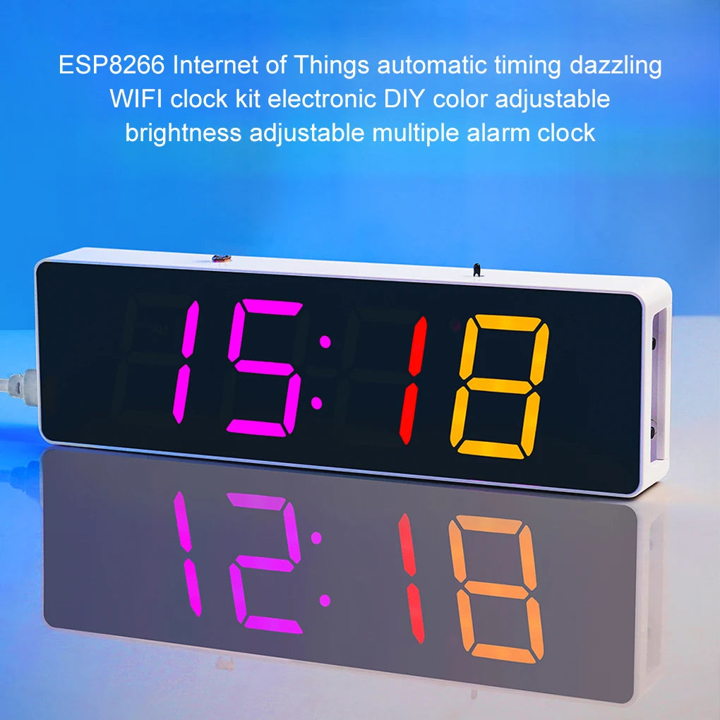 ESP8266 IoT Colorful WiFi Clock Kit Intelligent Electronic Clock DIY Welding Practice Parts Set Automatic Time Synchronization
