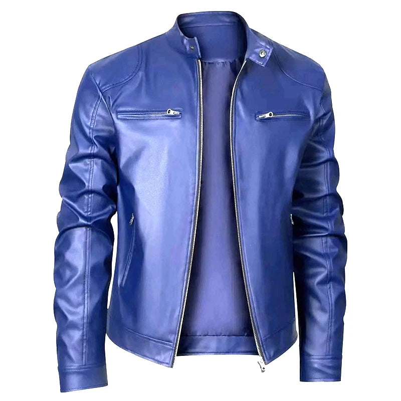 Men's Motorcycle Leather Coat Mens Clothes Slim Fit Casual Leather Jackets Trendy Mens Jackets Fashion Vintage Leather Coats