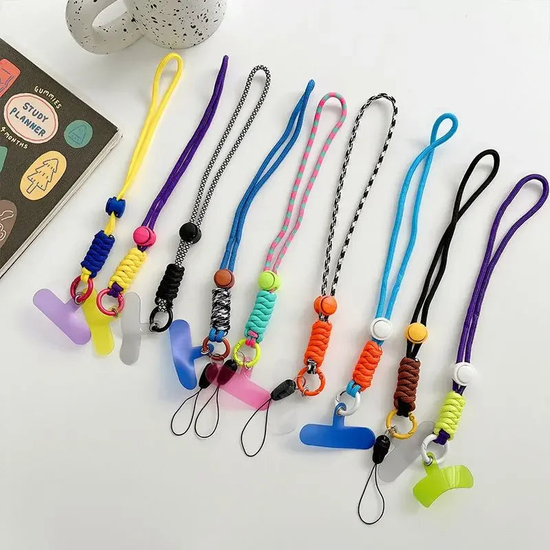 Universal Braided Mobile Phone Lanyard Strap Hanging Chain Ring Cord with Patch Wrist Strap for Cell Phone Case Rope Keychain