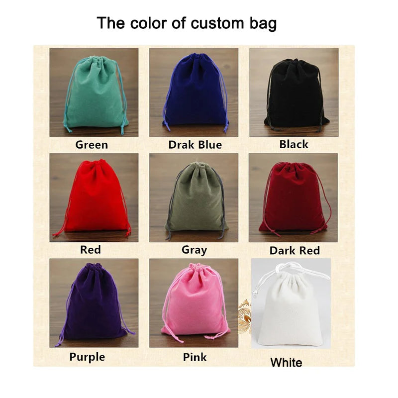 Personalized Logo Printed Custom Link Jewelry Drawstring Bags Pouches Velvet Jewellery Packaging Sack Wedding Favor Bags