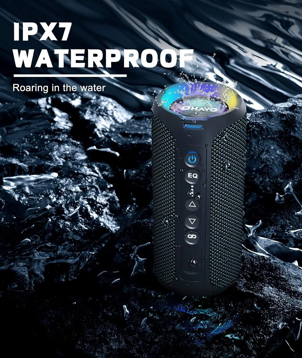 Ohayo Portable Bluetooth Speaker, 40W Loud Stereo Speakers Bluetooth Wireless, IPX7 Waterproof Shower Speakers with Deep Bass