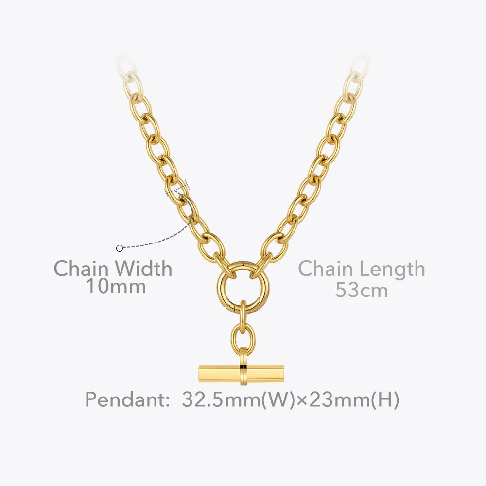 ENFASHION Hanging Bar Pendant Necklace For Women Gold Color Necklaces Fashion Jewelry Stainless Steel Bijoux Femme Party P213232