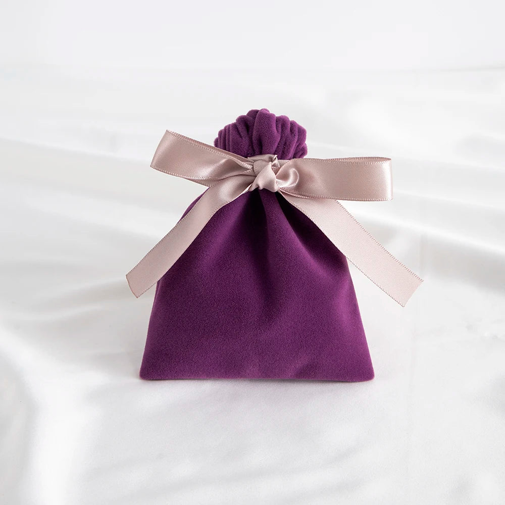 10Pcs Ribbon Velvet Gift Bag Wedding Favors Jewelry Pouches Earrings Ring Stud Nail Headset Phone Case Headset Pocket Organizer