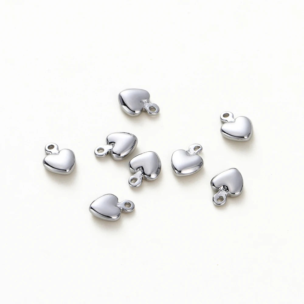 20Pcs 14K/18K Gold Plated Heart Shape Brass Pendants With Hole Extended Chain Charms For DIY Necklace Jewelry Making Accessories