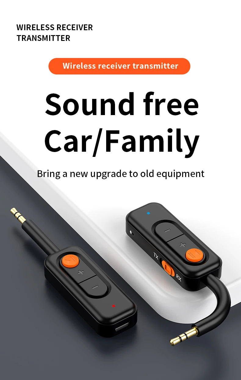 Bluetooth 5.4 Audio Receiver Transmitter 3.5MM AUX HIFI Stereo Music Wireless Adapter With Mic For Car speaker TV PC Headphones