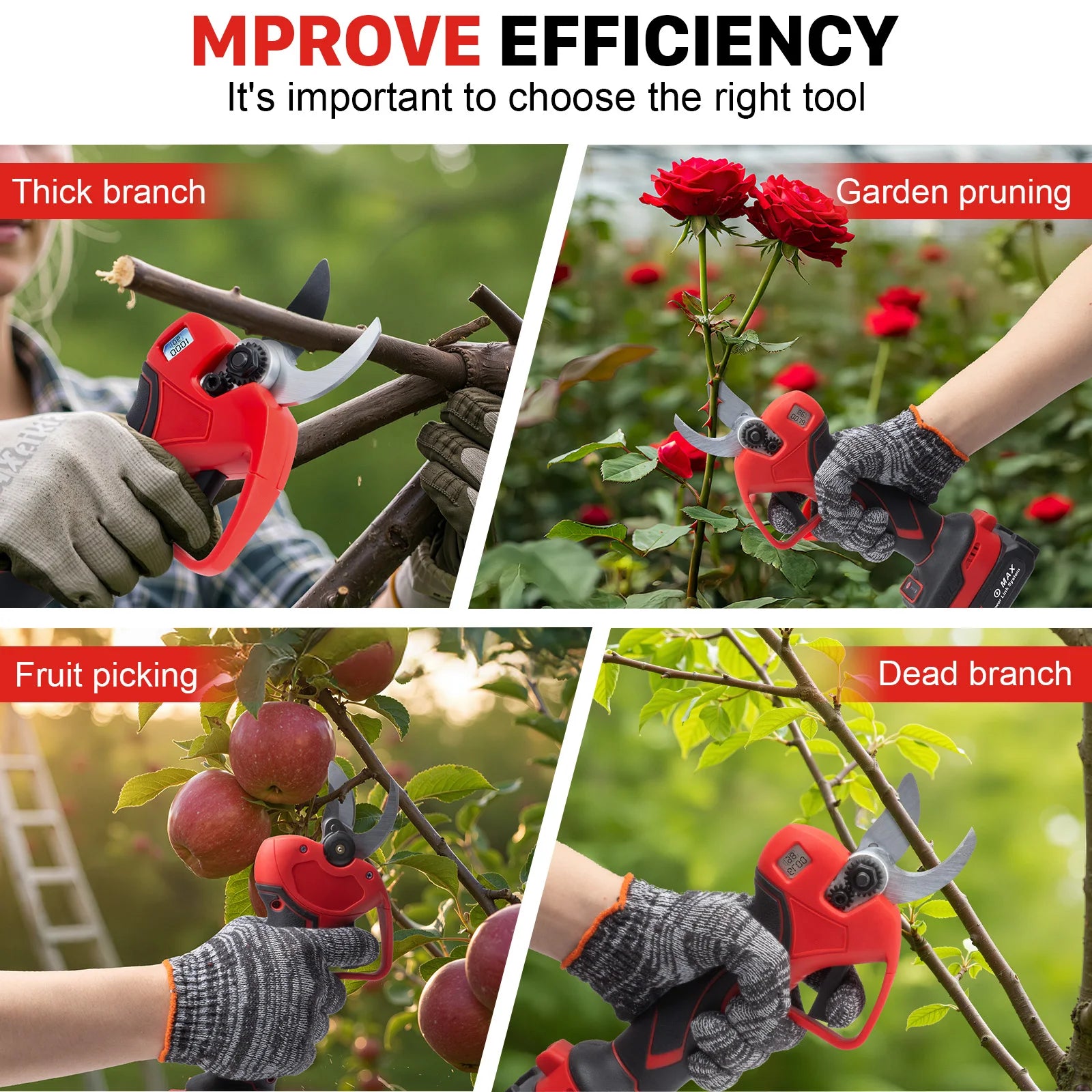 Electric Pruning Shears 46mm Cutting Diameter Cordless Power Pruner for Garden Tree Pruner Branch,Garden Scissors w/ LCD Display