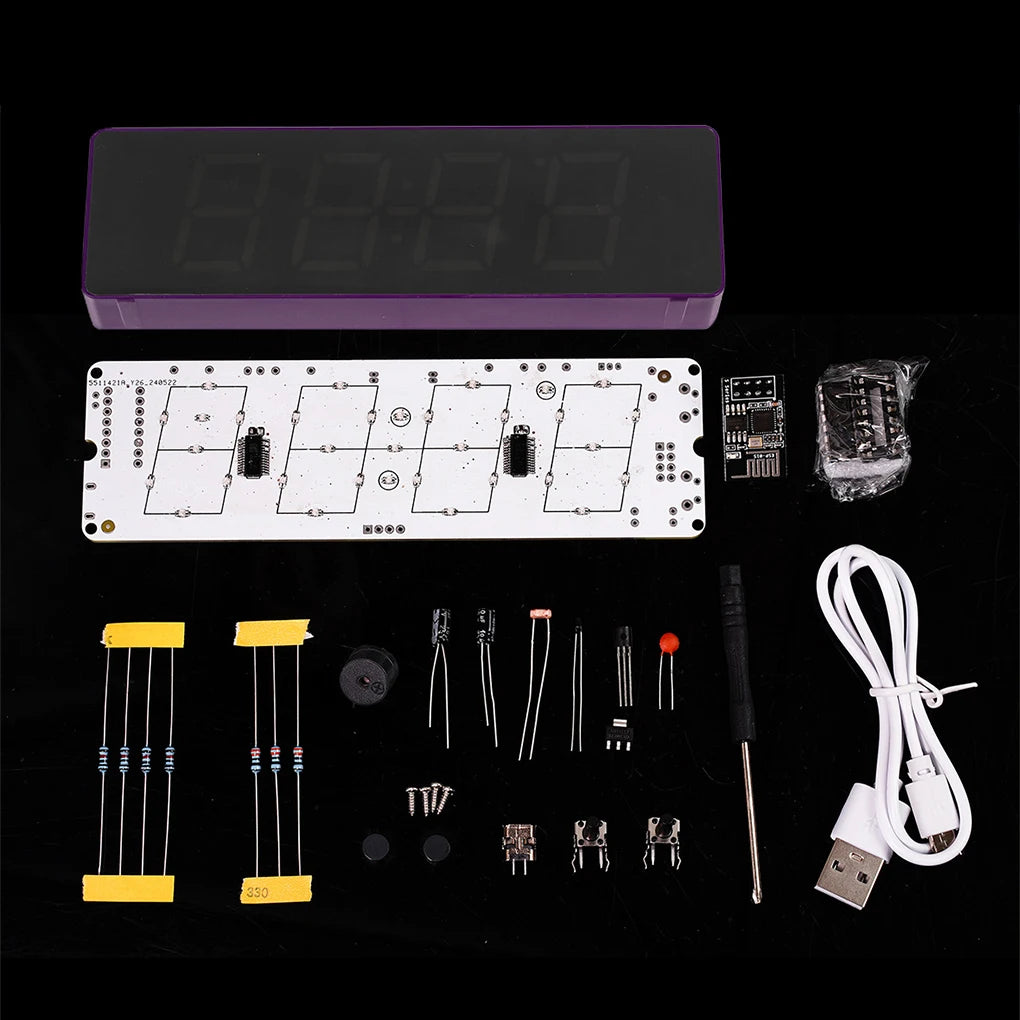 ESP8266 IoT Colorful WiFi Clock Kit Intelligent Electronic Clock DIY Welding Practice Parts Set Automatic Time Synchronization