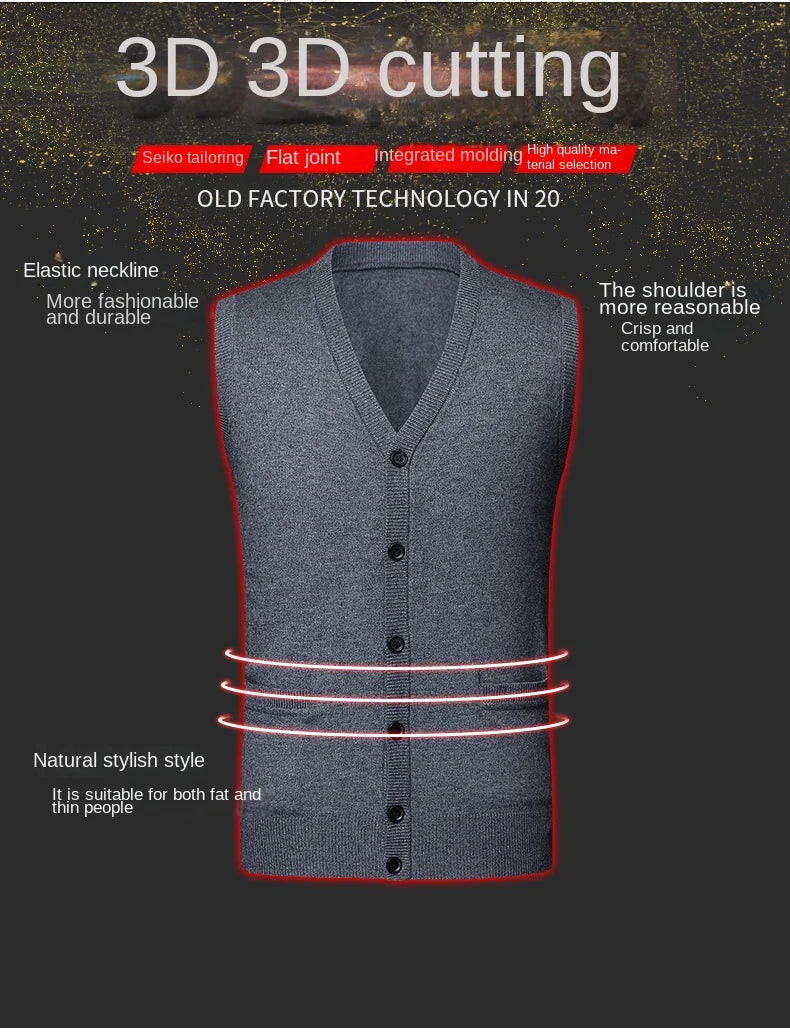 2025 High Quality New Autum Winter Fashion Brand V Neck Knit Korean Vest Christmas Sweater Men Woolen Casual Mens Clothes