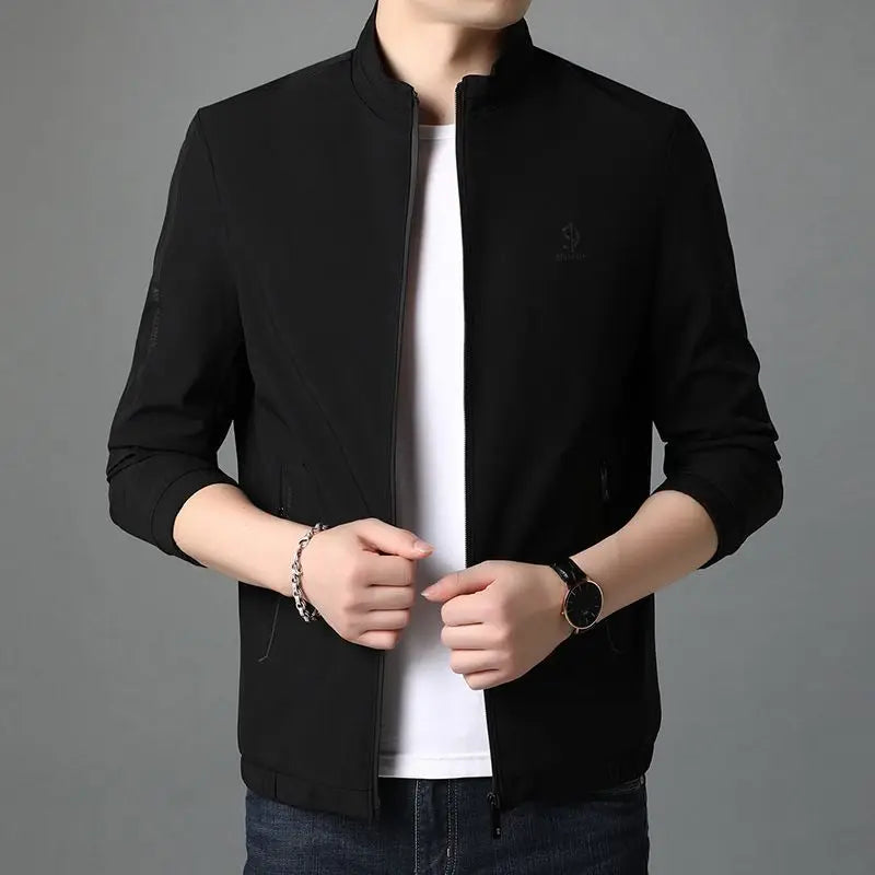 Top Quality New Brand Casual Fashion Stand Collar Streetwear Mens Coats And Jackets Zipper Windbreaker Simple Mens Clothes 2025