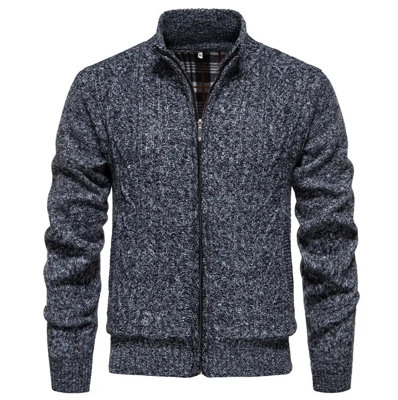 Men Cardigan Sweaters 2024 Autumn Winter New Warm Cashmere Wool Zipper Stand-up Collar Casual Knitwear SweaterCoat Mens Clothes