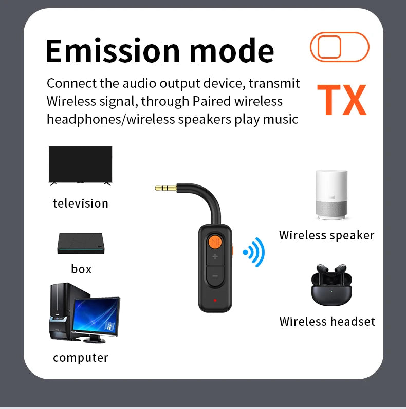 Bluetooth 5.4 Audio Receiver Transmitter 3.5MM AUX HIFI Stereo Music Wireless Adapter With Mic For Car speaker TV PC Headphones